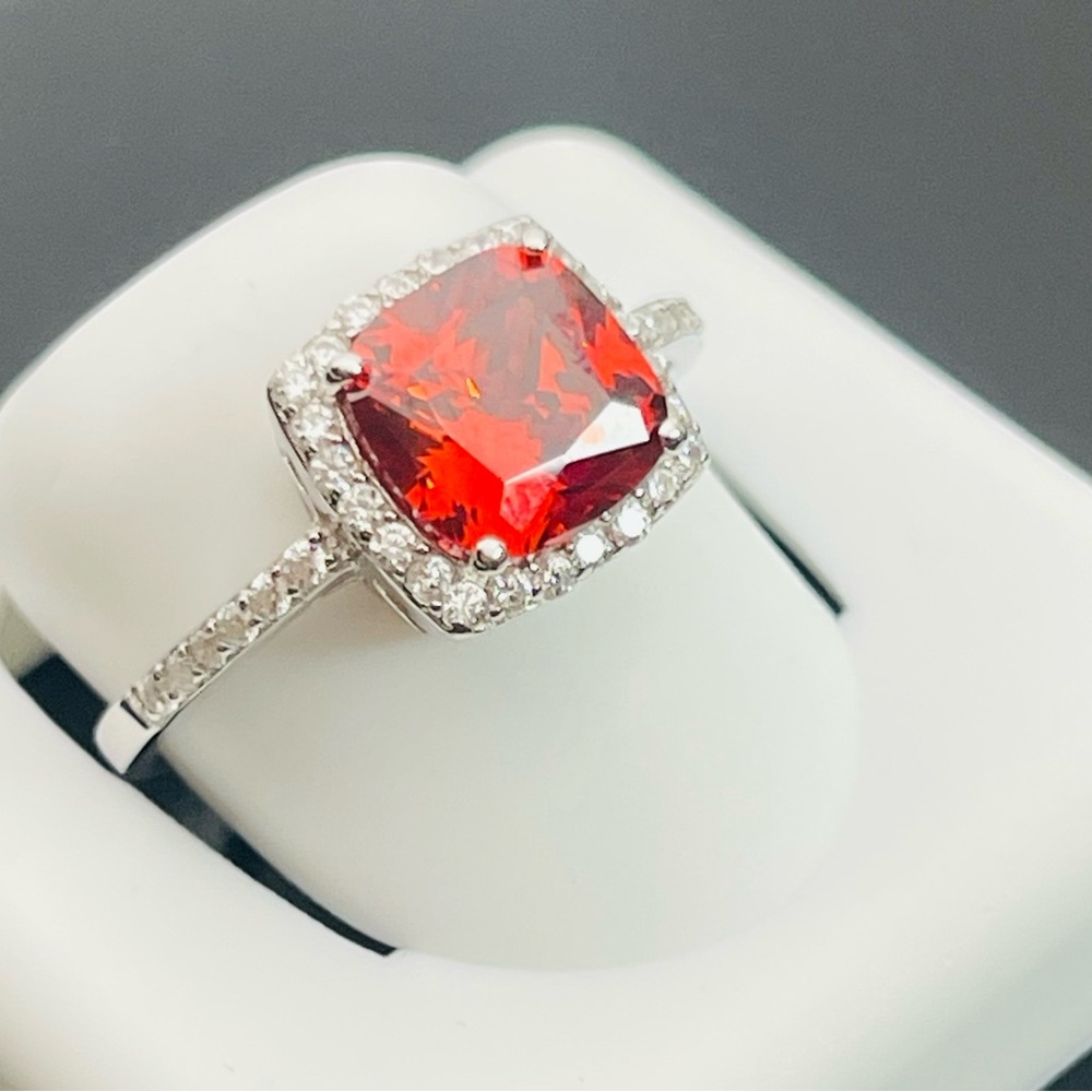 Size 8,9 Option Solid 925 Silver Red January Birt… - image 2